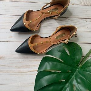 halogen + studded flats + black/brown combo